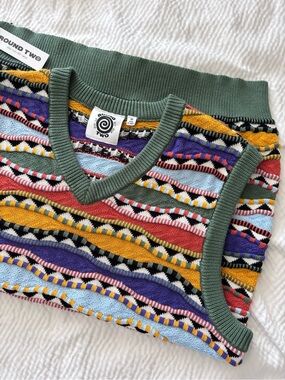 Round Two Vintage Style Jacquard Sweater Vest